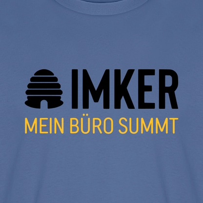 IMKER Hive Büro T-Shirt in Steinblau – Druck im Detail