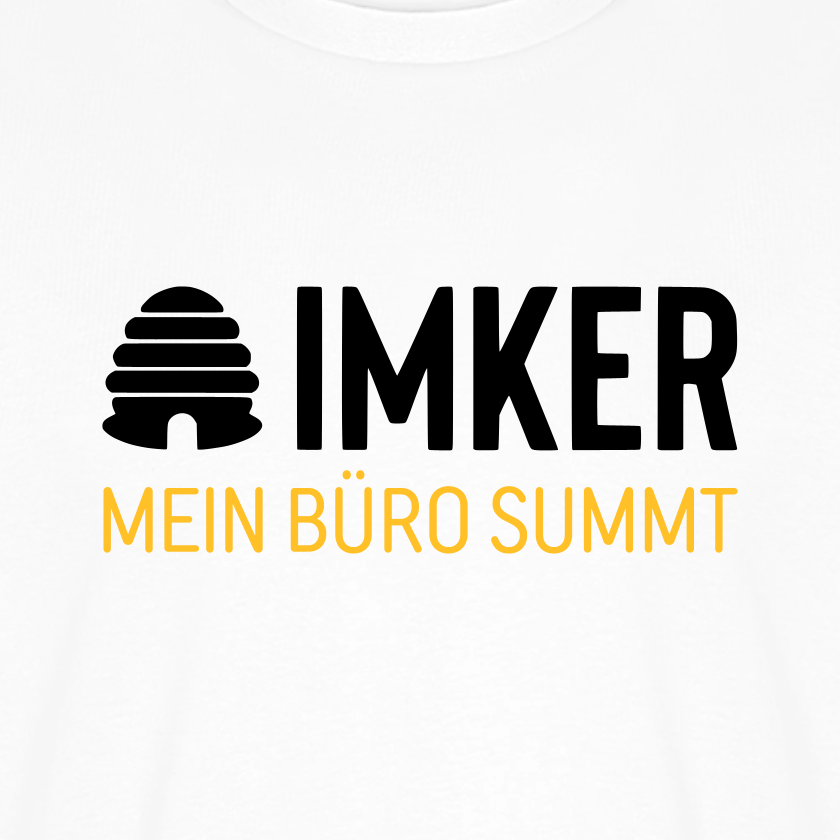 IMKER Hive Büro T-Shirt in Weiß – Druck im Detail