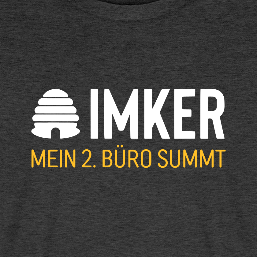 IMKER Hive Zweitbüro T-Shirt in Anthrazit – Druck im Detail