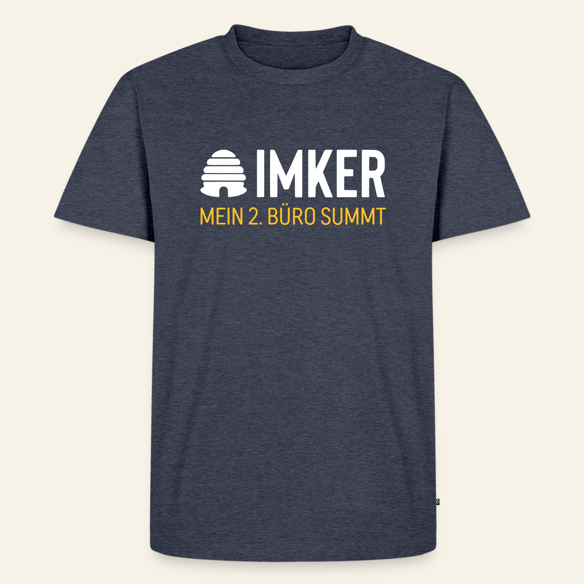 IMKER Hive Zweitbüro T-Shirt in Jeansblau – Vorderseite