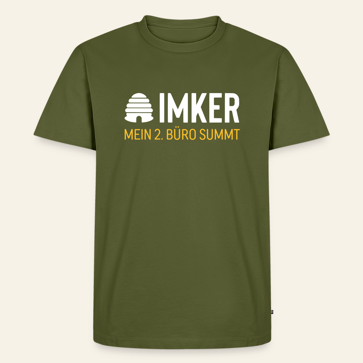 IMKER Hive Zweitbüro T-Shirt in Khaki – Vorderseite