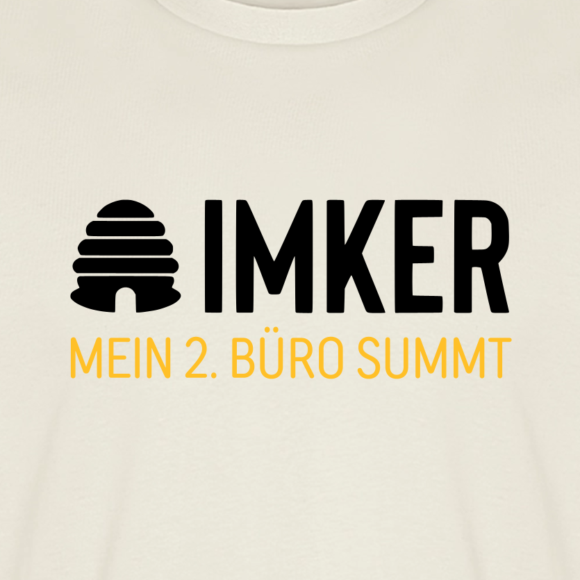 IMKER Hive Zweitbüro T-Shirt in Naturweiß – Druck im Detail
