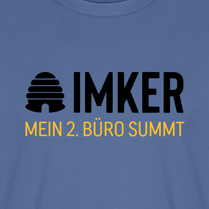 IMKER Hive Zweitbüro T-Shirt in Steinblau – Druck im Detail