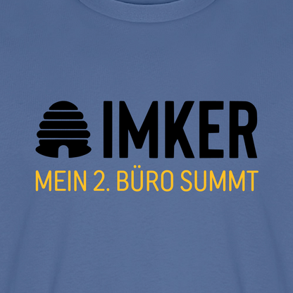 IMKER Hive Zweitbüro T-Shirt in Steinblau – Druck im Detail