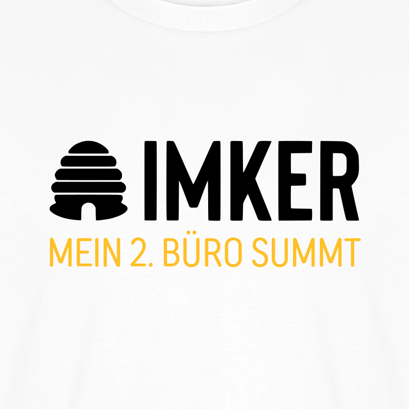 IMKER Hive Zweitbüro T-Shirt in Weiß – Druck im Detail