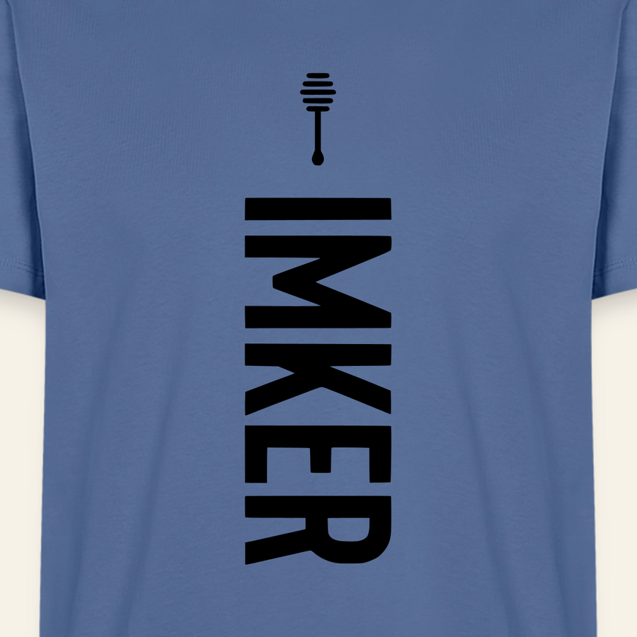 IMKER Honig Charlie T-Shirt in Steinblau – Druck im Detail