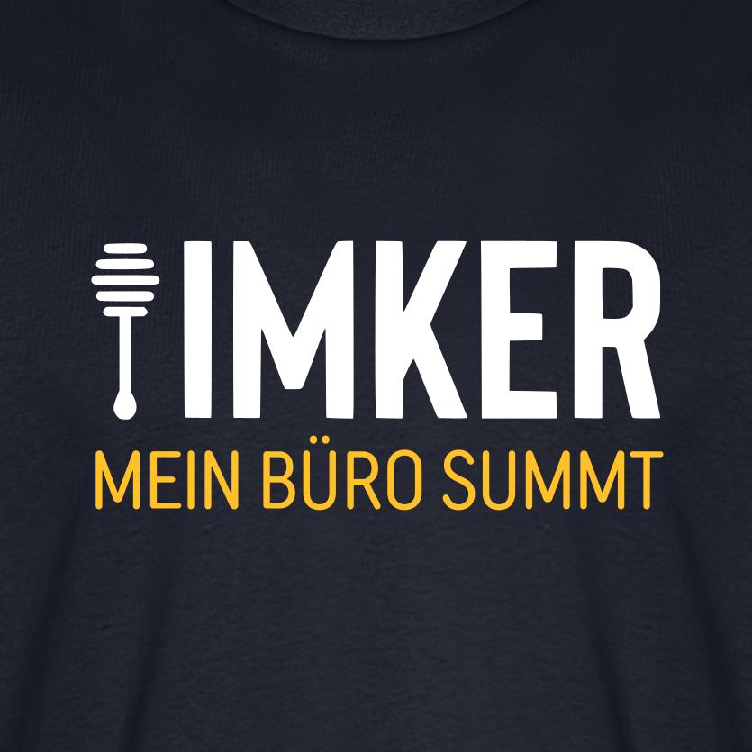 IMKER Honig Büro T-Shirt in Dunkelblau – Druck im Detail