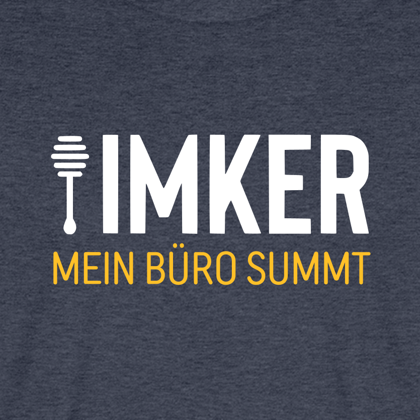 IMKER Honig Büro T-Shirt in Jeansblau – Druck im Detail