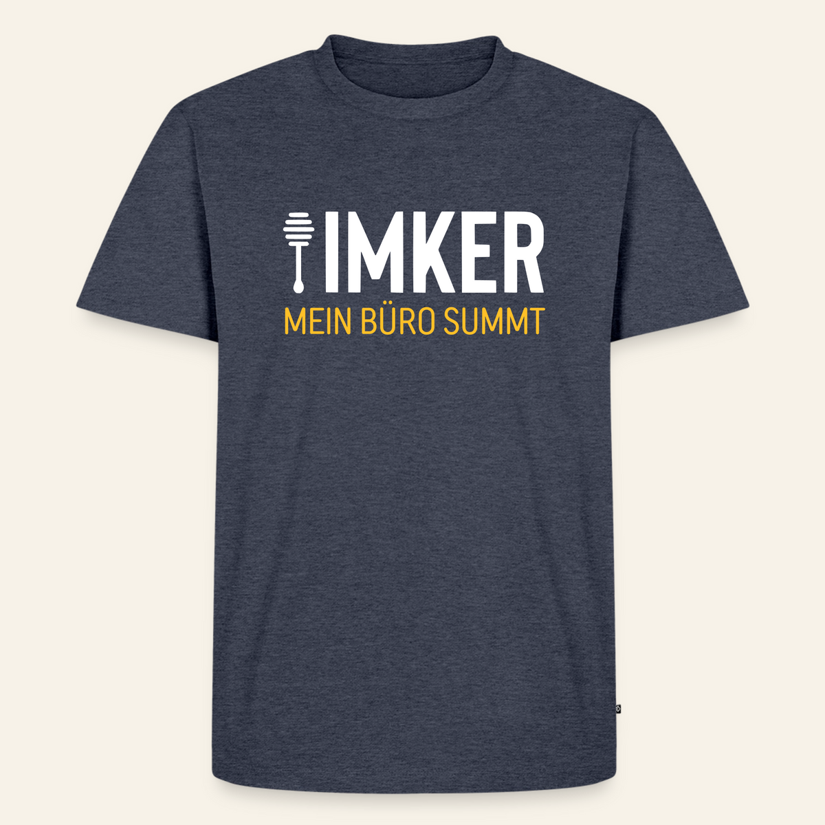 IMKER Honig Büro T-Shirt in Jeansblau – Vorderseite