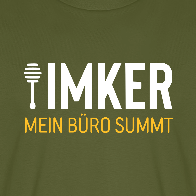 IMKER Honig Büro T-Shirt in Khaki – Druck im Detail