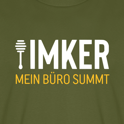 IMKER Honig Büro T-Shirt in Khaki – Druck im Detail