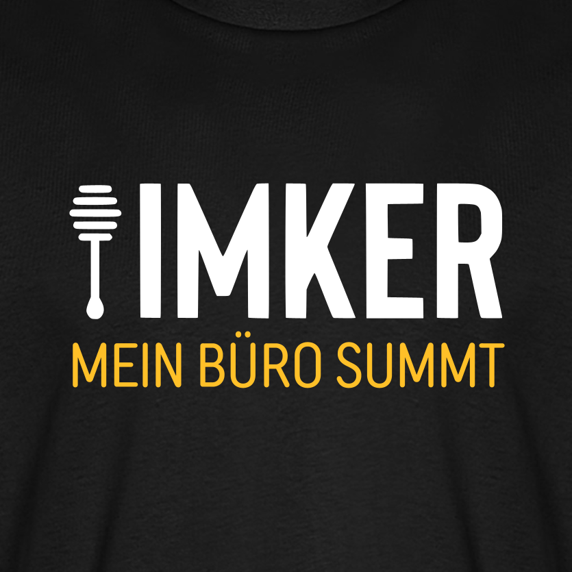 IMKER Honig Büro T-Shirt in Schwarz – Druck im Detail