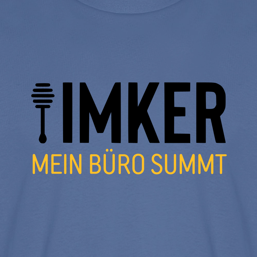 IMKER Honig Büro T-Shirt in Steinblau – Druck im Detail