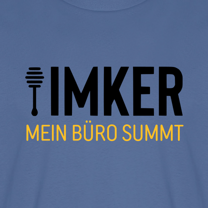 IMKER Honig Büro T-Shirt in Steinblau – Druck im Detail