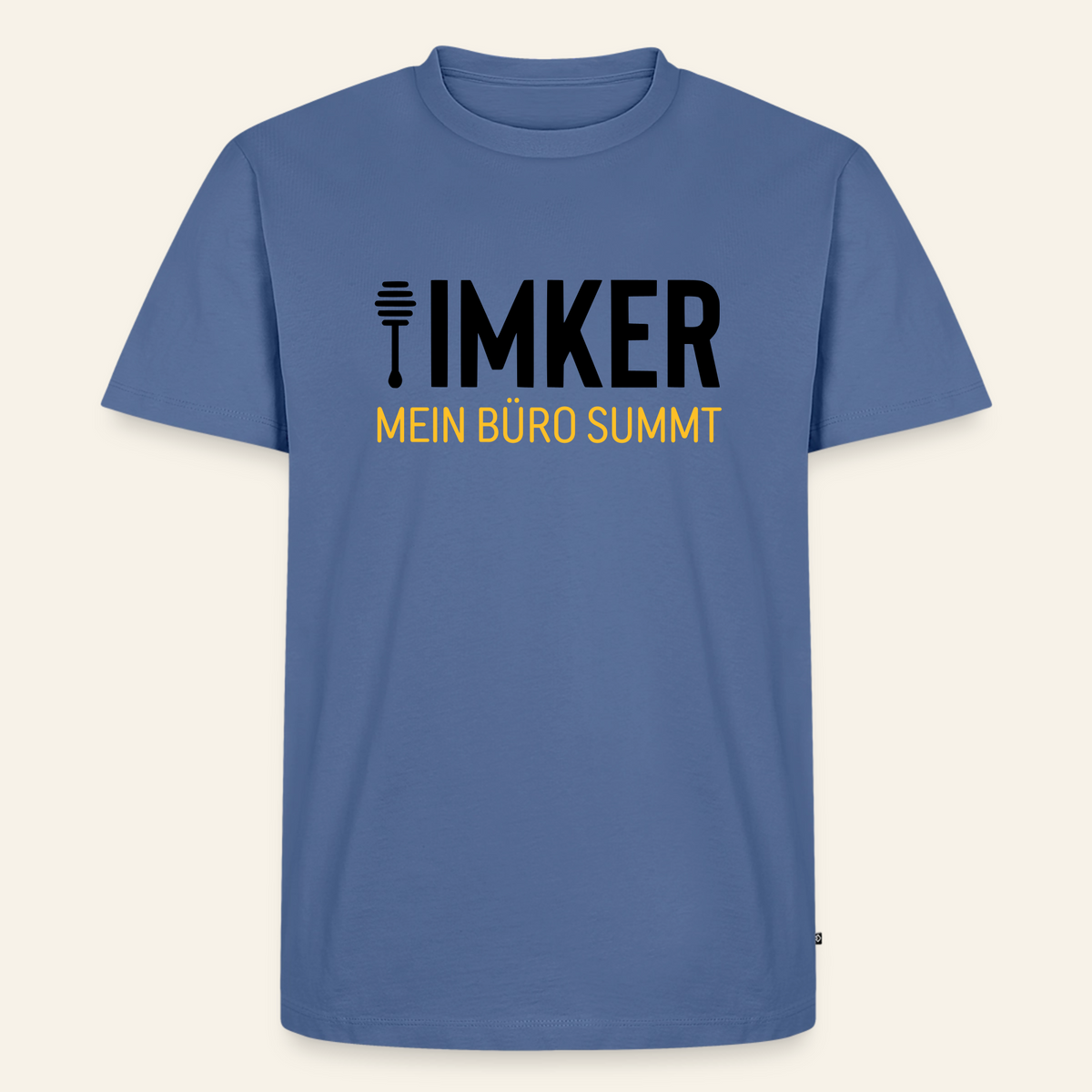 IMKER Honig Büro T-Shirt in Steinblau – Vorderseite