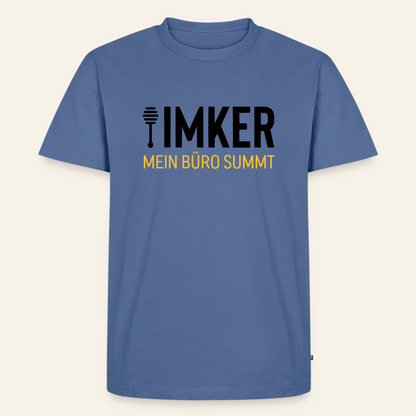 IMKER Honig Büro T-Shirt in Steinblau – Vorderseite
