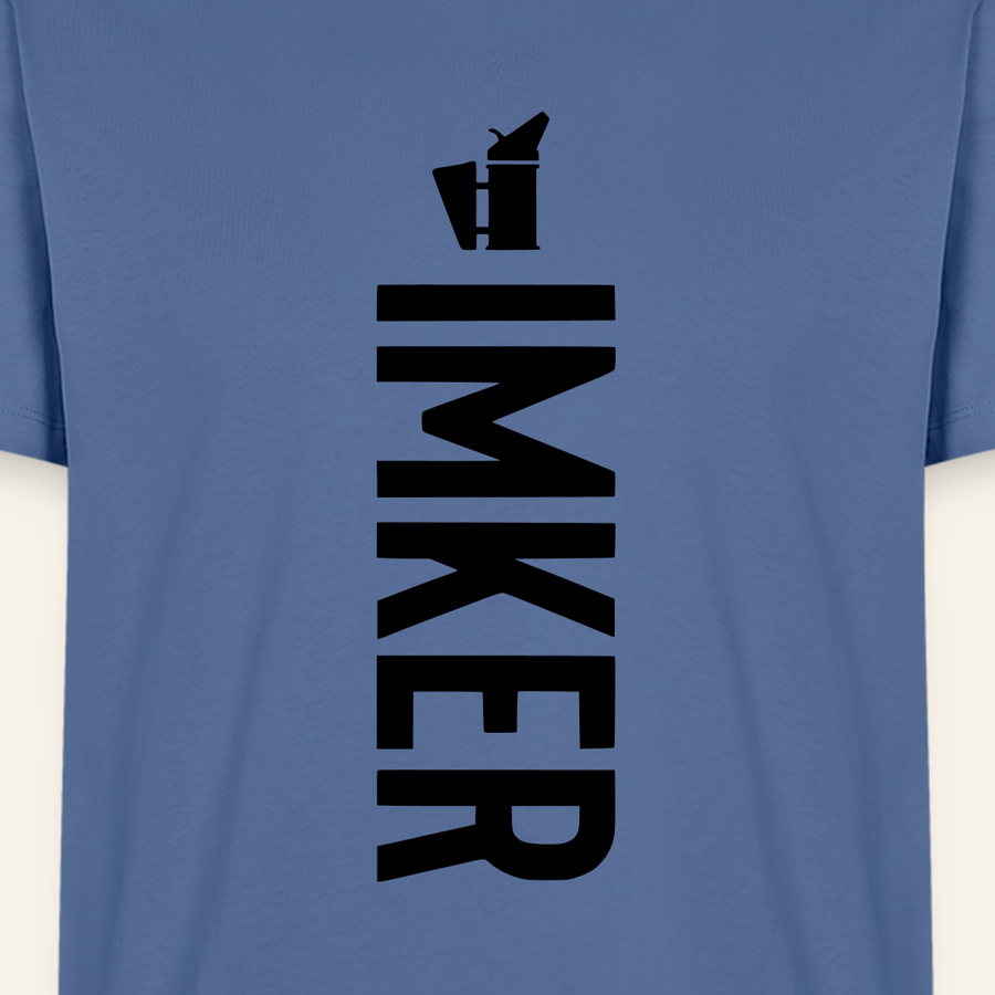 IMKER Smoker Charlie T-Shirt in Steinblau – Druck im Detail