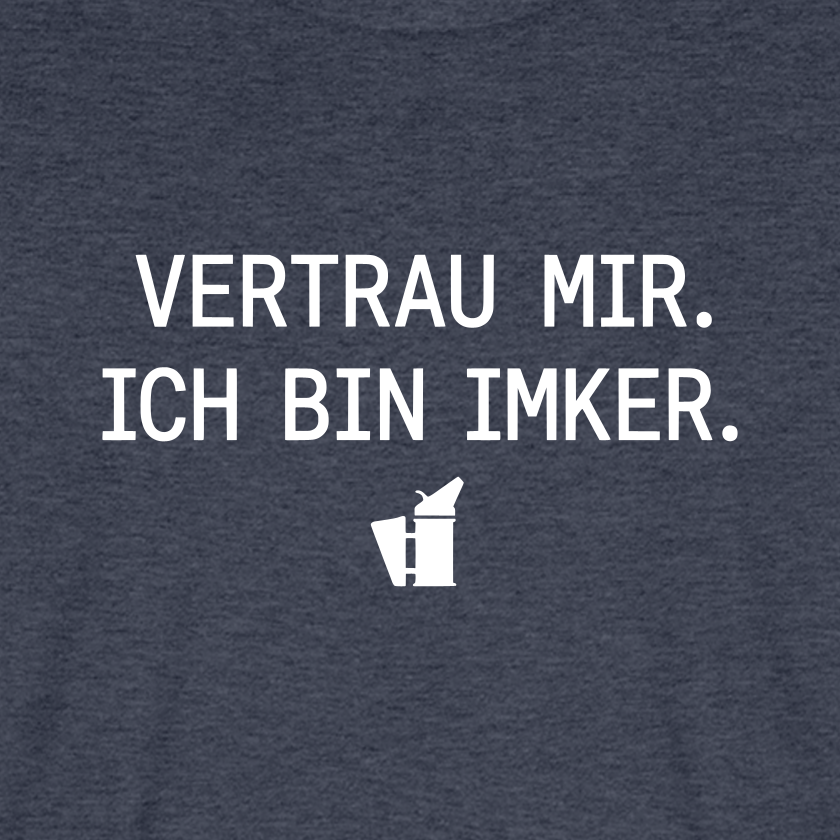 IMKER Smoker Expertenmodus T-Shirt in Jeansblau – Druck im Detail