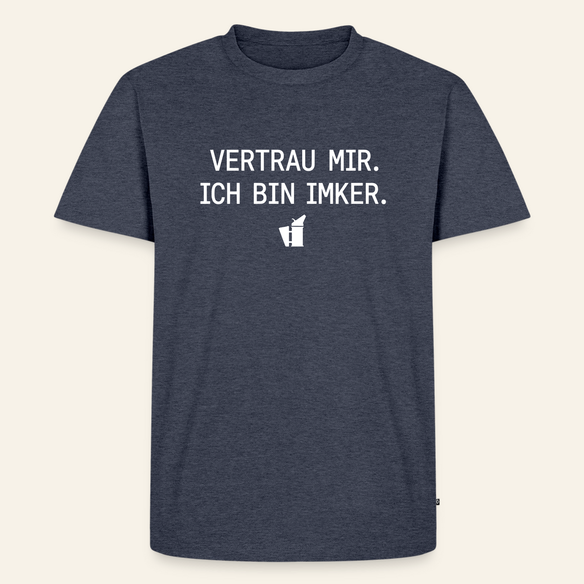IMKER Smoker Expertenmodus T-Shirt in Jeansblau – Vorderseite