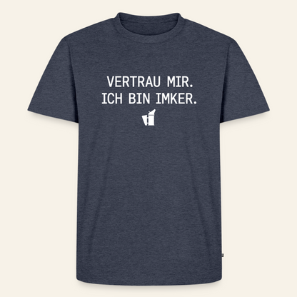 IMKER Smoker Expertenmodus T-Shirt in Jeansblau – Vorderseite