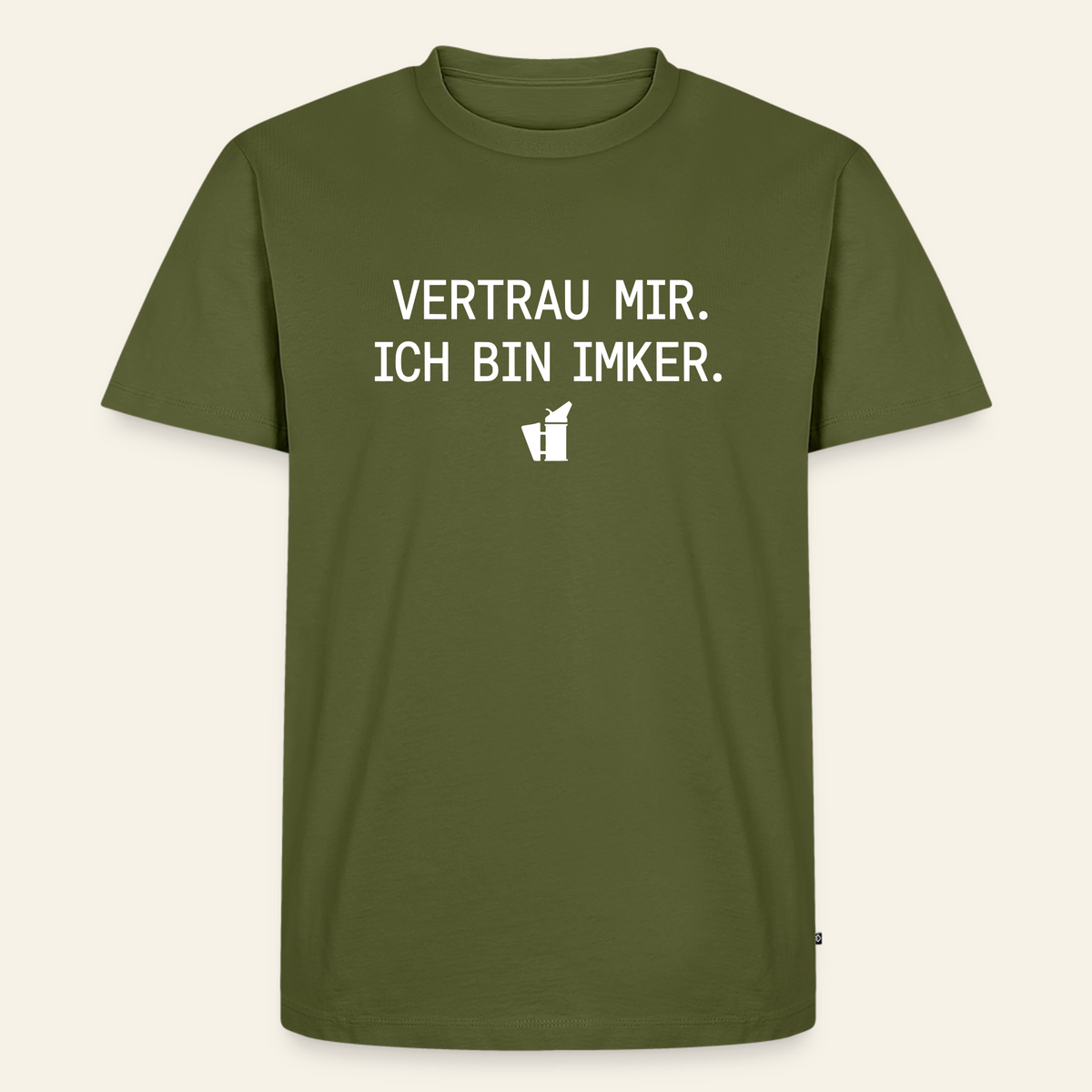 IMKER Smoker Expertenmodus T-Shirt in Khaki – Vorderseite