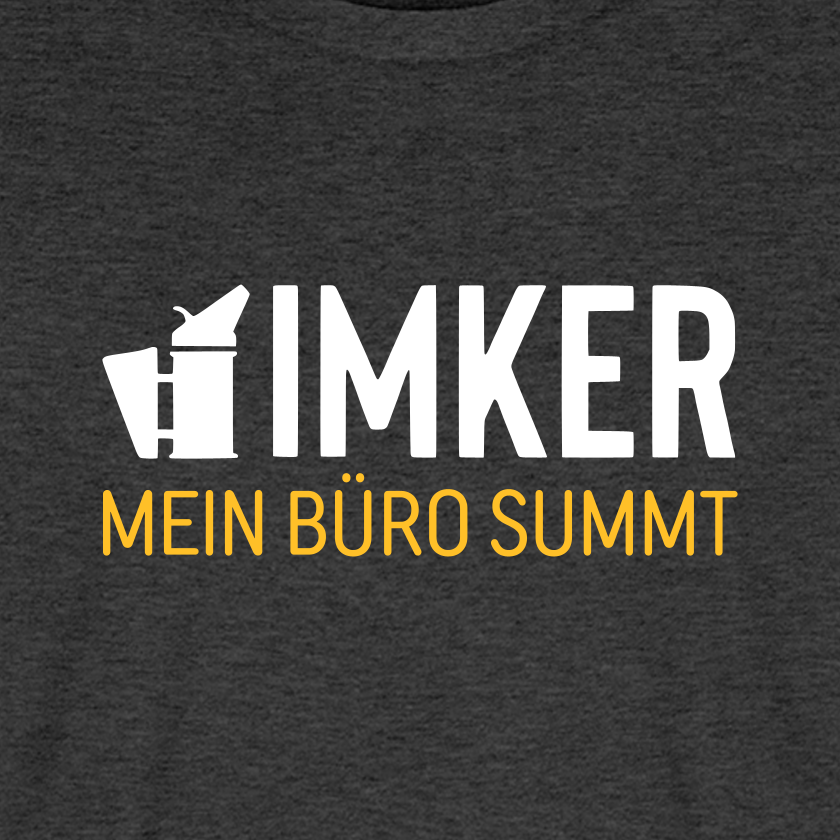 IMKER Smoker Büro T-Shirt in Anthrazit – Druck im Detail