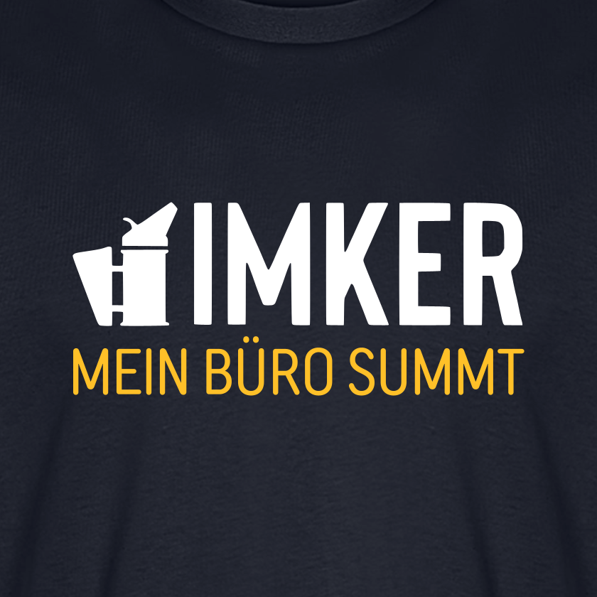IMKER Smoker Büro T-Shirt in Dunkelblau – Druck im Detail
