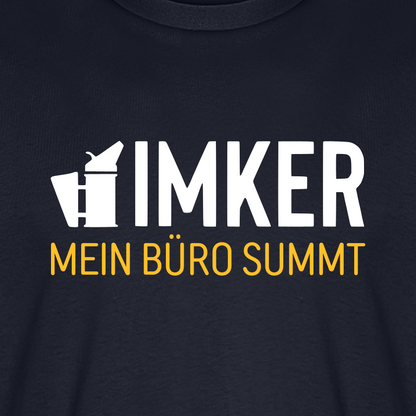 IMKER Smoker Büro T-Shirt in Dunkelblau – Druck im Detail
