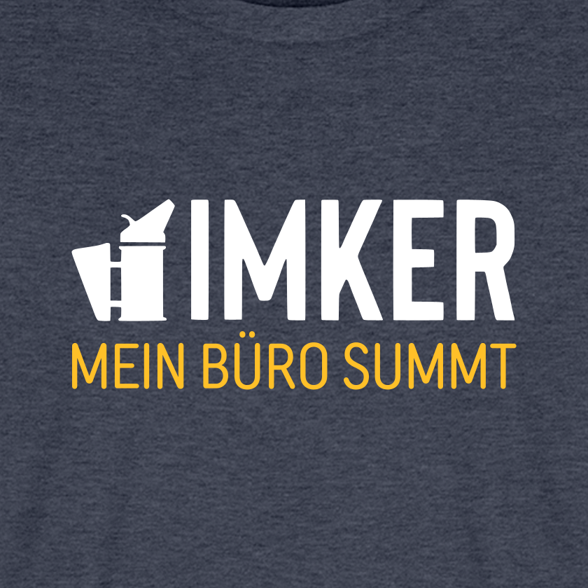 IMKER Smoker Büro T-Shirt in Jeansblau – Druck im Detail