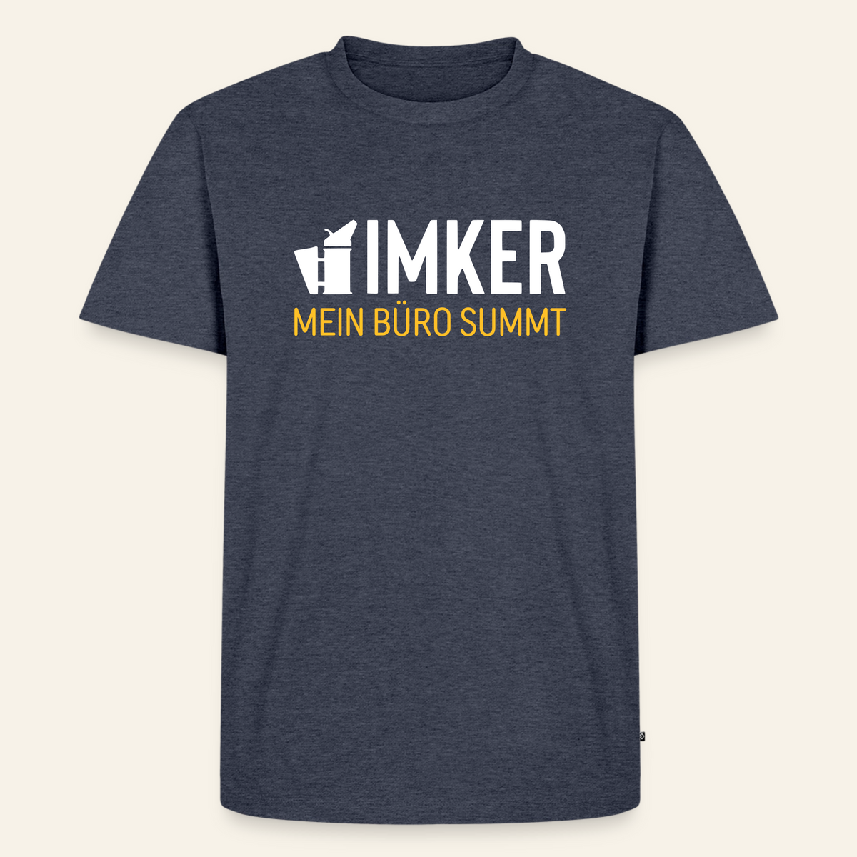IMKER Smoker Büro T-Shirt in Jeansblau – Vorderseite