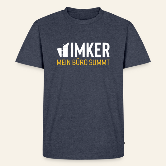 IMKER Smoker Büro T-Shirt in Jeansblau – Vorderseite