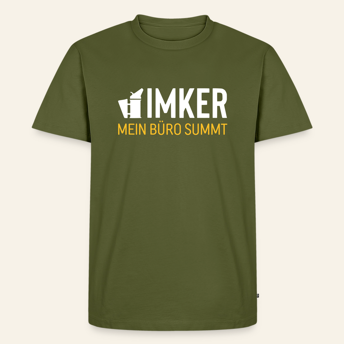 IMKER Smoker Büro T-Shirt in Khaki – Vorderseite