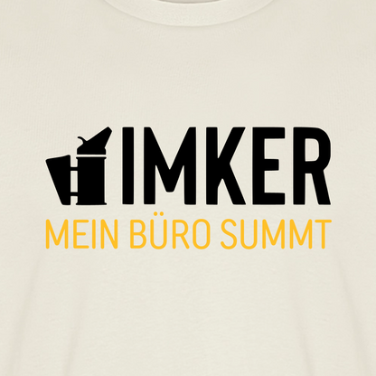 IMKER Smoker Büro T-Shirt in Naturweiß – Druck im Detail