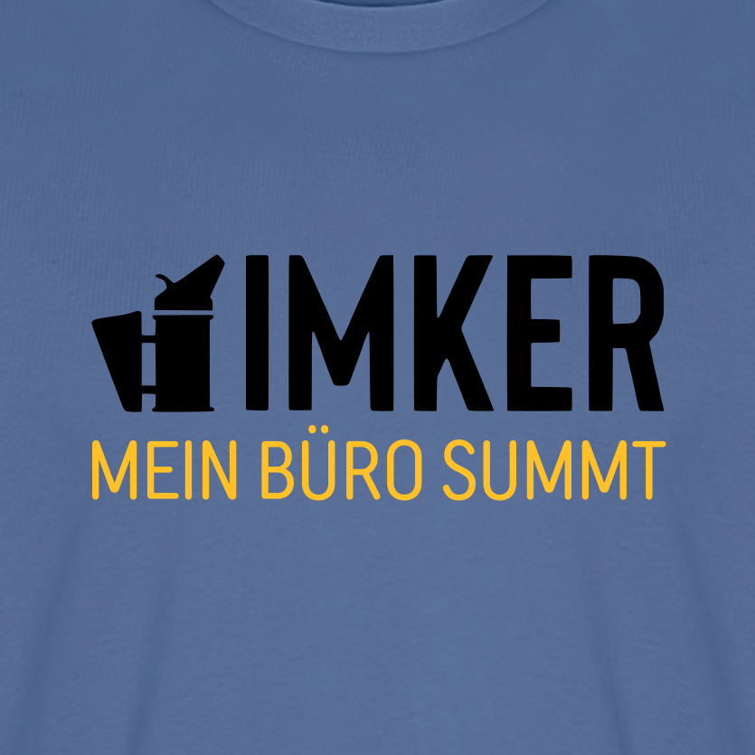 IMKER Smoker Büro T-Shirt in Steinblau – Druck im Detail