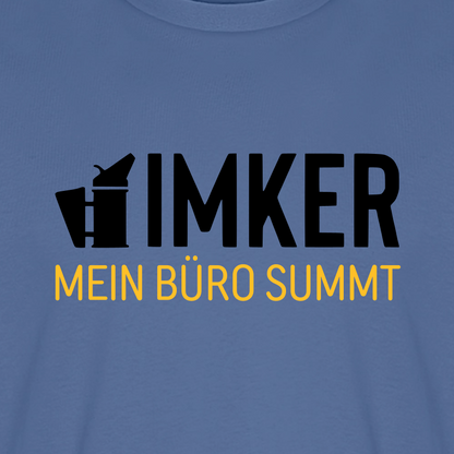 IMKER Smoker Büro T-Shirt in Steinblau – Druck im Detail