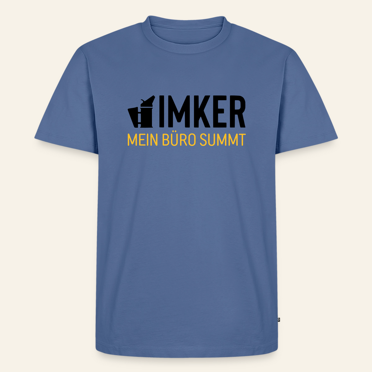 IMKER Smoker Büro T-Shirt in Steinblau – Vorderseite