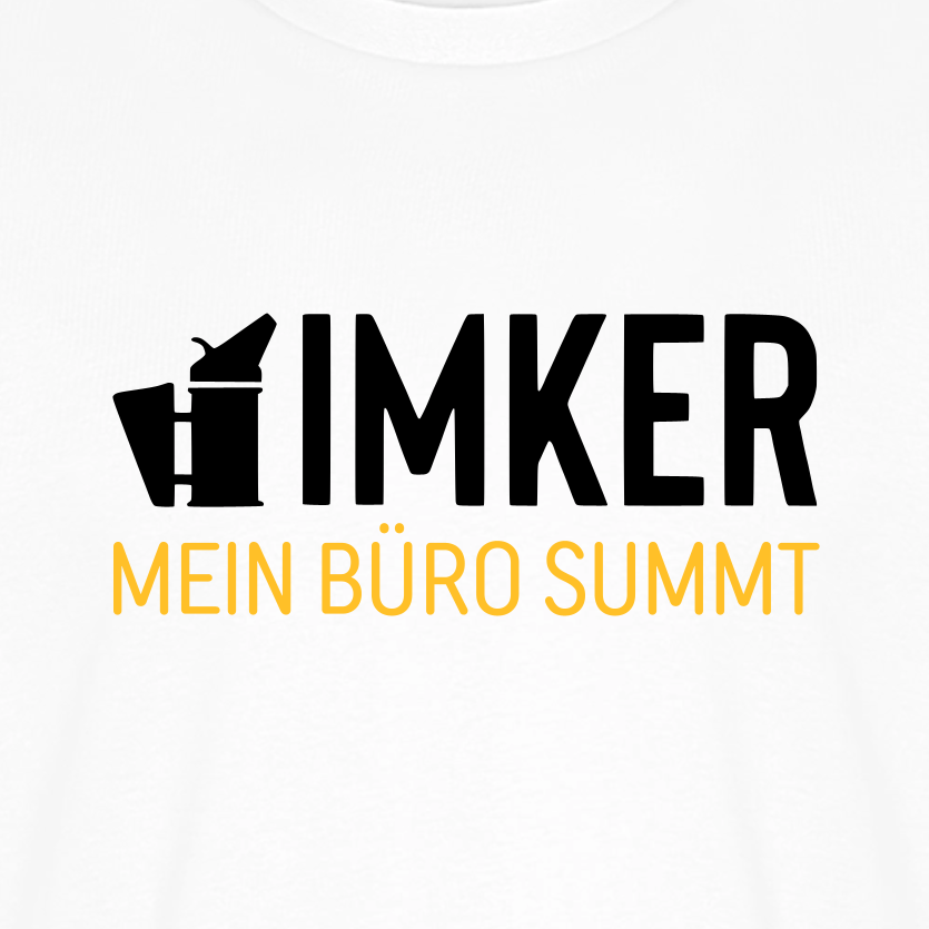 IMKER Smoker Büro T-Shirt in Weiß – Druck im Detail