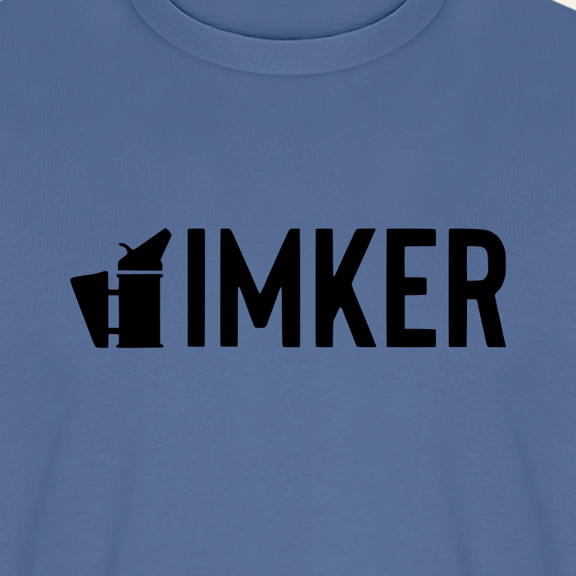 IMKER Smoker Prime T-Shirt in Steinblau – Druck im Detail