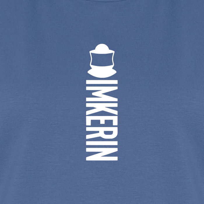 IMKERIN Code Alpha T-Shirt in Steinblau – Druck im Detail