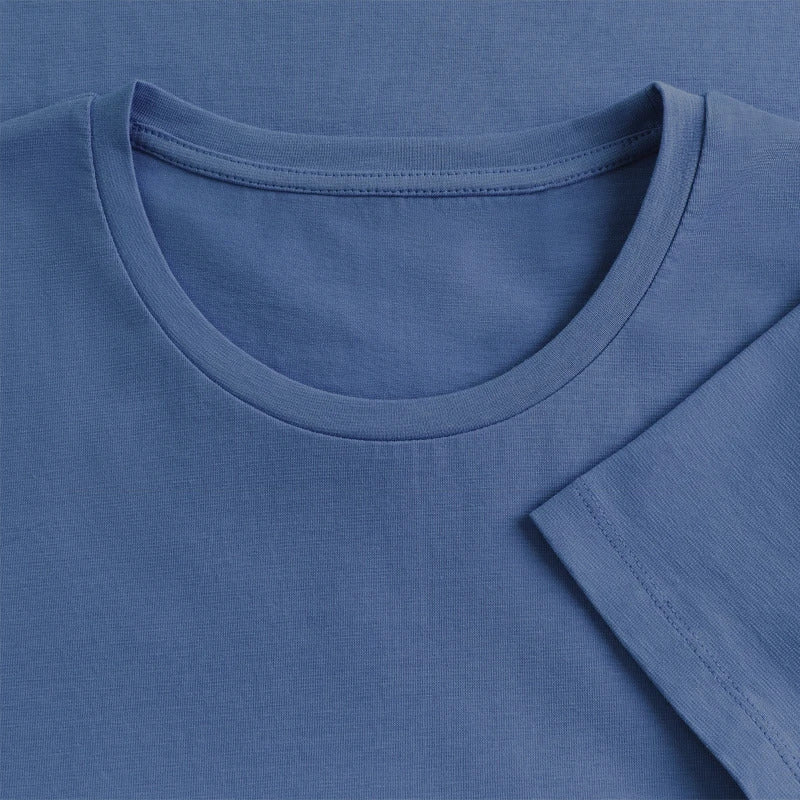 IMKERIN Code Alpha T-Shirt in Steinblau – Stoff im Detail