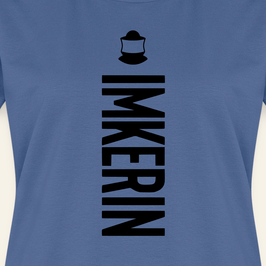 IMKERIN Code Charlie T-Shirt in Steinblau – Druck im Detail