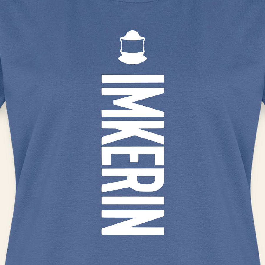 IMKERIN Code Charlie T-Shirt in Steinblau – Druck im Detail