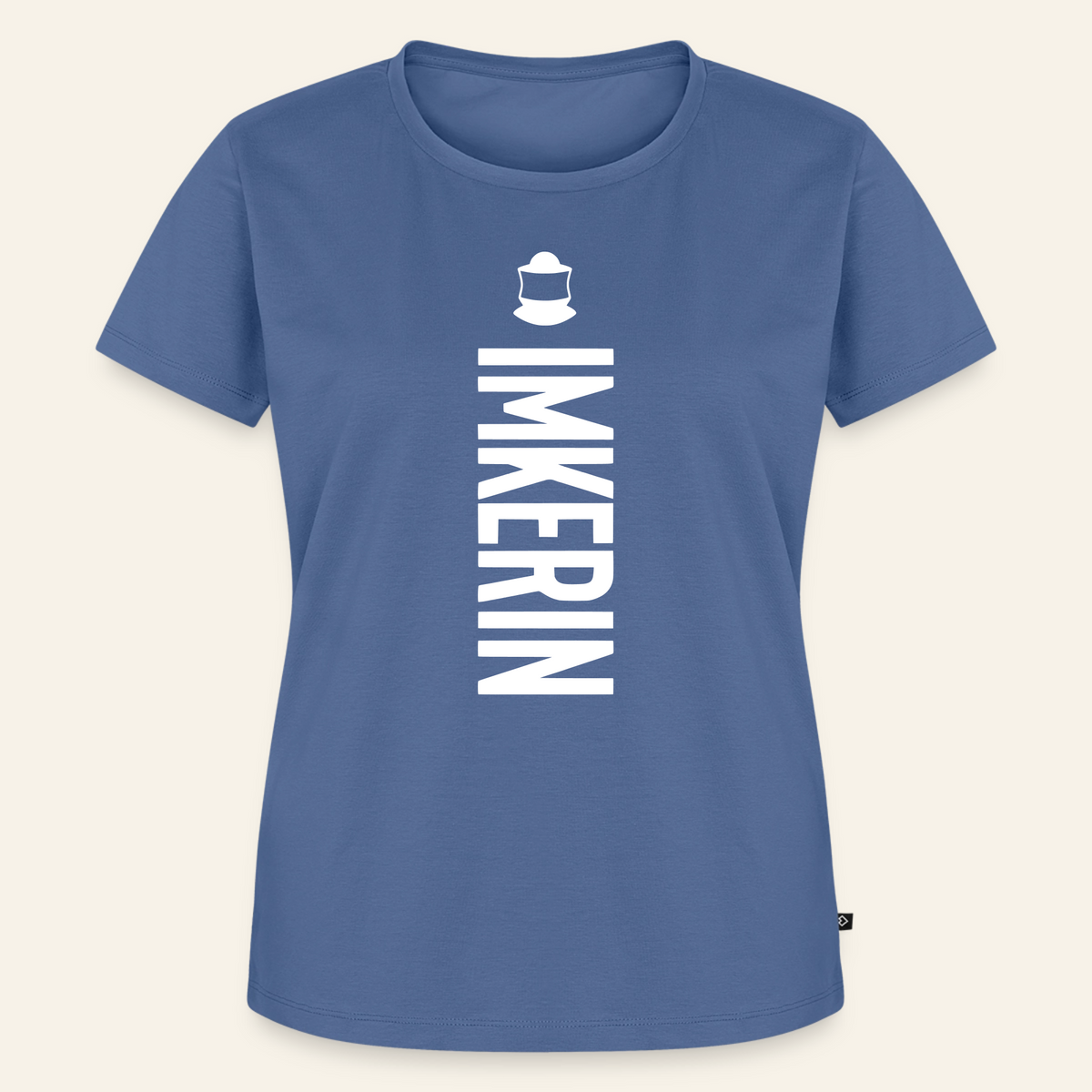 IMKERIN Code Charlie T-Shirt in Steinblau – Vorderseite
