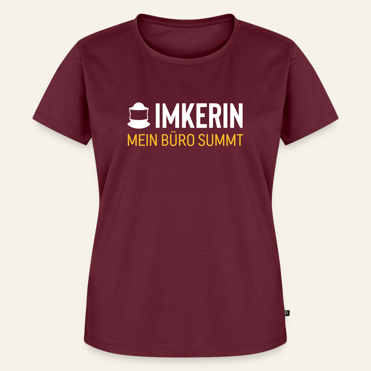 IMKERIN Code Büro T-Shirt in Bordeaux – Vorderseite
