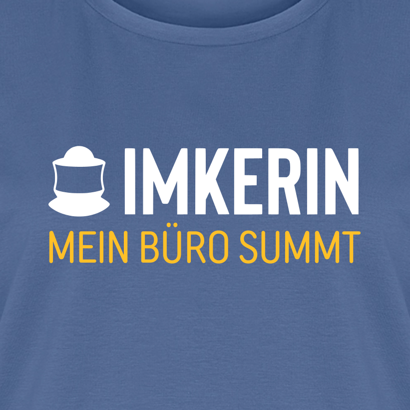IMKERIN Code Büro T-Shirt in Steinblau – Druck im Detail