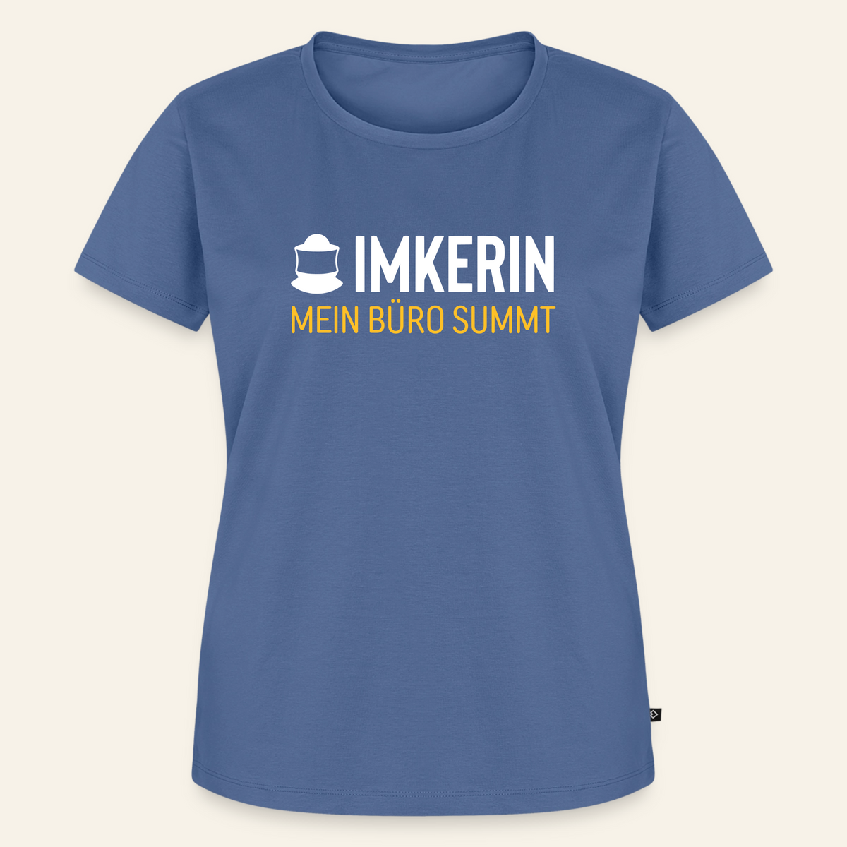 IMKERIN Code Büro T-Shirt in Steinblau – Vorderseite
