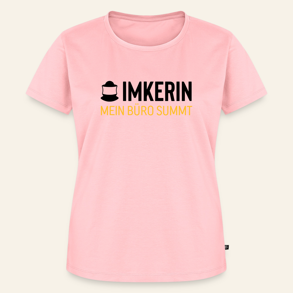IMKERIN Code Büro T-Shirt in Rosé – Vorderseite
