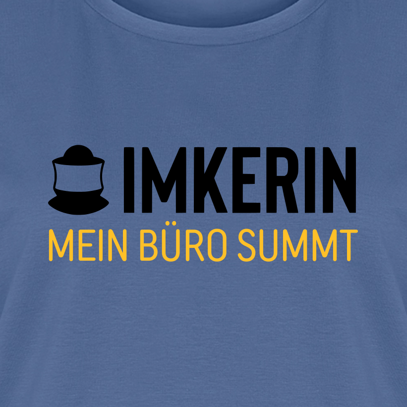 IMKERIN Code Büro T-Shirt in Steinblau – Druck im Detail