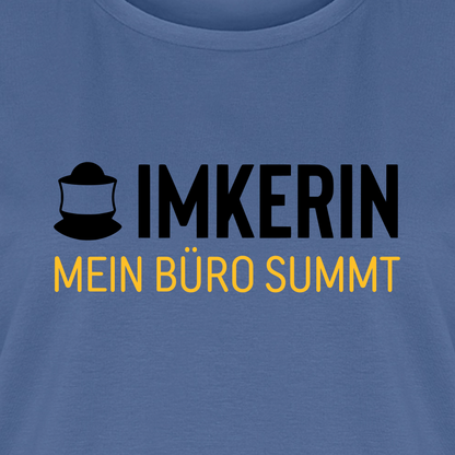 IMKERIN Code Büro T-Shirt in Steinblau – Druck im Detail