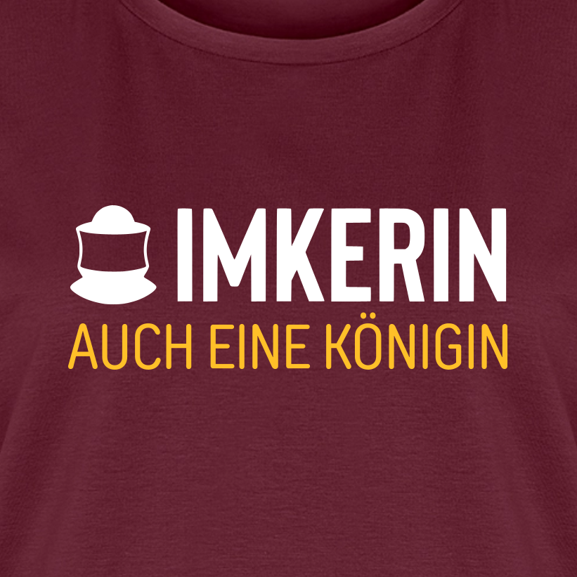 IMKERIN Code Königin T-Shirt in Bordeaux – Druck im Detail
